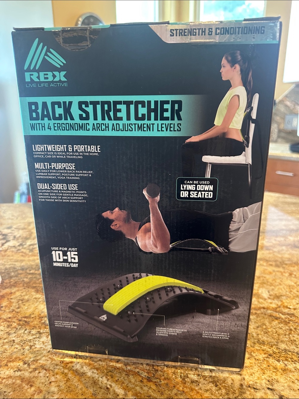 RBX Back Stretcher in Black and Lime Green